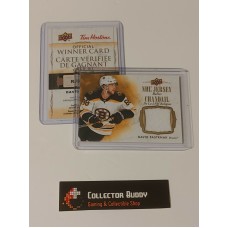 2020-21 Tim Hortons David Pastrnak NHL Jersey Relic Official Winner Card 